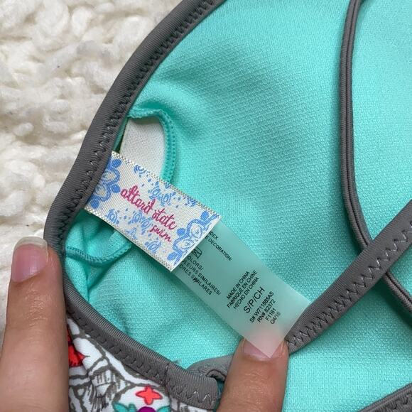 Altar’d State Swim Floral Boho Bohemian High Neck Bikini Top Pop Of Color BT21 - Picture 8 of 8